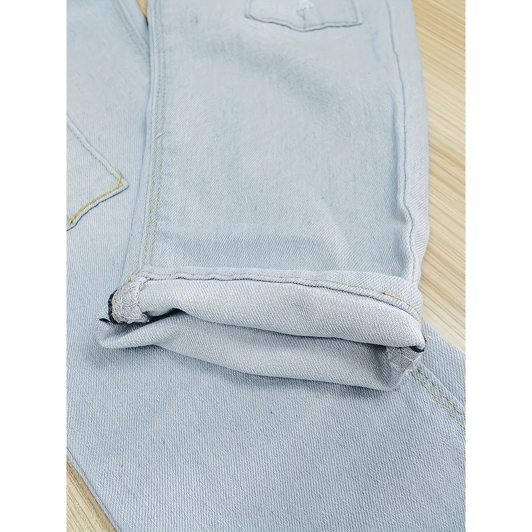 Boys' Distressed Denim Jeans with Zipper Pockets,  Light Blue Ripped Jeans for Toddlers & Kids, Comfortable Casual Pants for Daily Wear