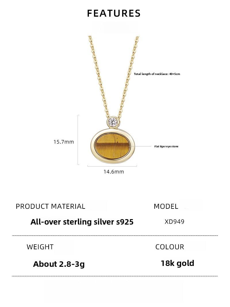 18K Gold Plated Tiger Eye Stone Necklace 925 Sterling Silver Lapis Lazuli Beaded Collar Chain Daily Wear Festival Gift Jewelry