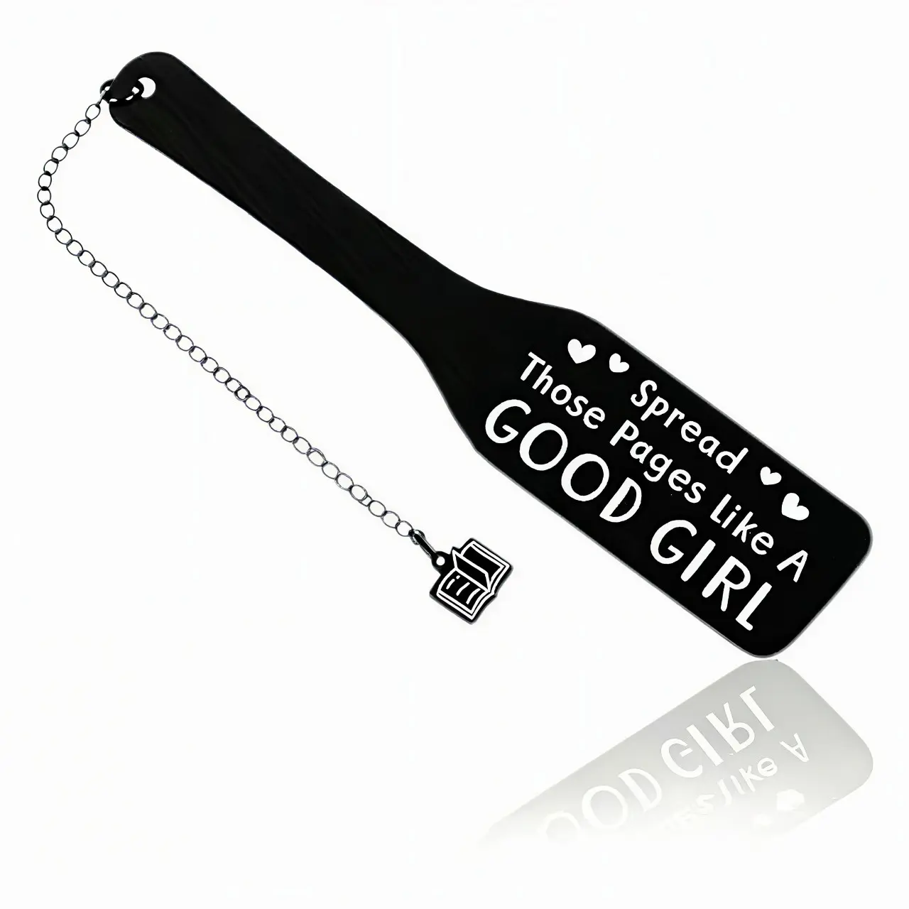 Metal Bookmark, Dark Romance Paddle Style Book Marker with Book Charm, Black Engraved Metal Book Mark, Spicy Bookish Gift for BookTok Readers & Smut Book Lovers