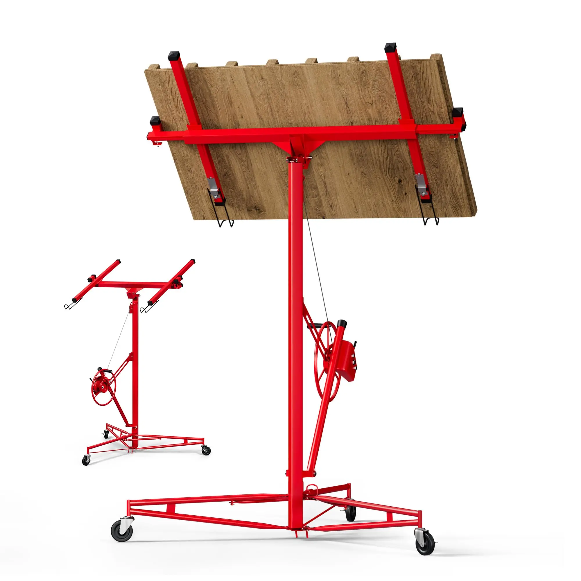11 FT Drywall Lift Hoist, Professional 150lb Panel Lifter for Ceiling Walls Installation, Single Person Operation, 360° Rotation, Telescopic Arm, Heavy Duty Steel Construction for DIY & Contractors, Easy Assembly & Storage
