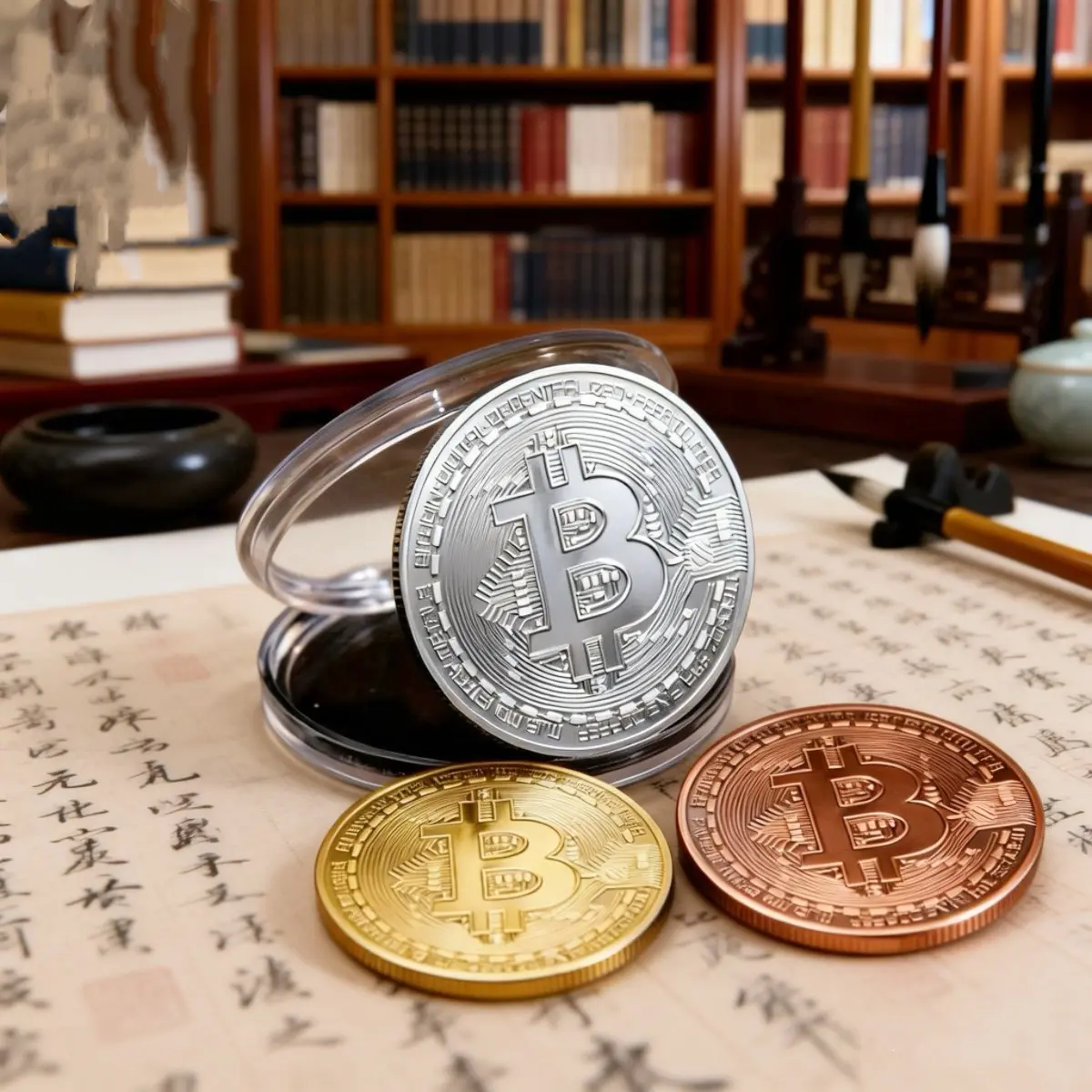 18 Bitcoin Commemorative Coins Set, Includes 9 Coins & 9 Storage Boxes, Iron Material, Perfect Gift for Collectors