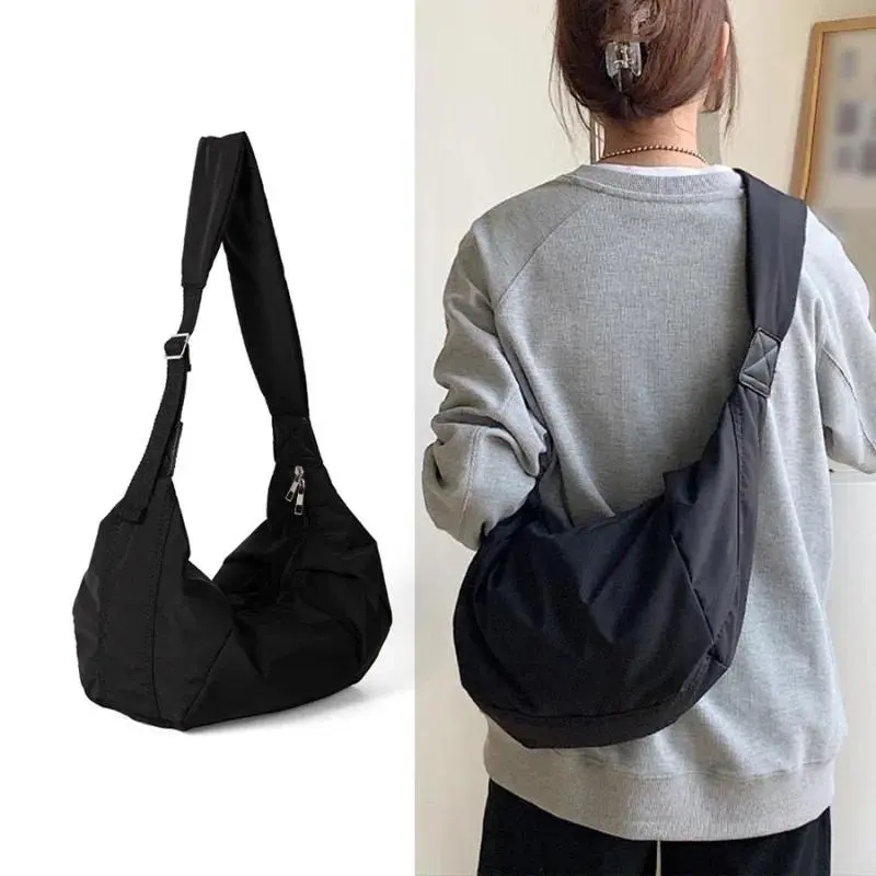 Fashion Canvas Down Crossbody Bag Winter New Large Capacity Dumpling Bag Down Cotton Casual Simple Shoulder Bag