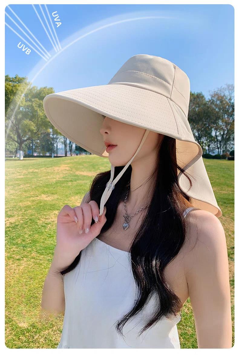 BIGWIG Women's Summer Large Sun Hat, Outdoor Hiking Fisherman's Hat, Summer Foldable Soft Hat, Wide Brim Hat, Fishing Hat, Neck Protection, Suitable for Beaches and Hiking