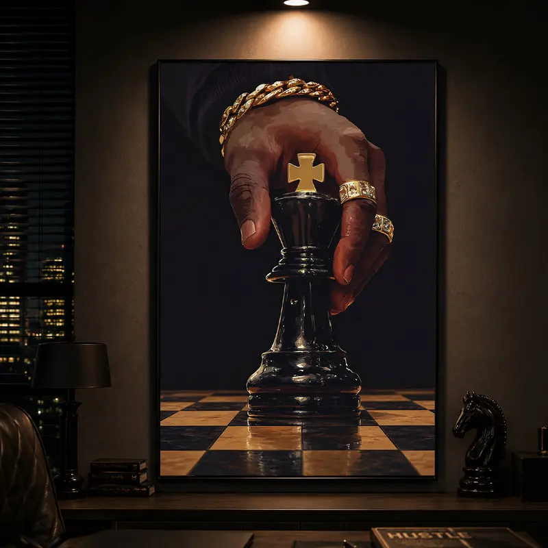 Minimalist Artistic Black Chess King Wall Art Poster, Glossy Collectible Print, Ideal Gift for Indoor Home Office Decor, Gallery Wall Decor, Chess Room Decor, Modern Wall Art, Aesthetic Room Decor, Chess Wall Art, Strategy Game Decor