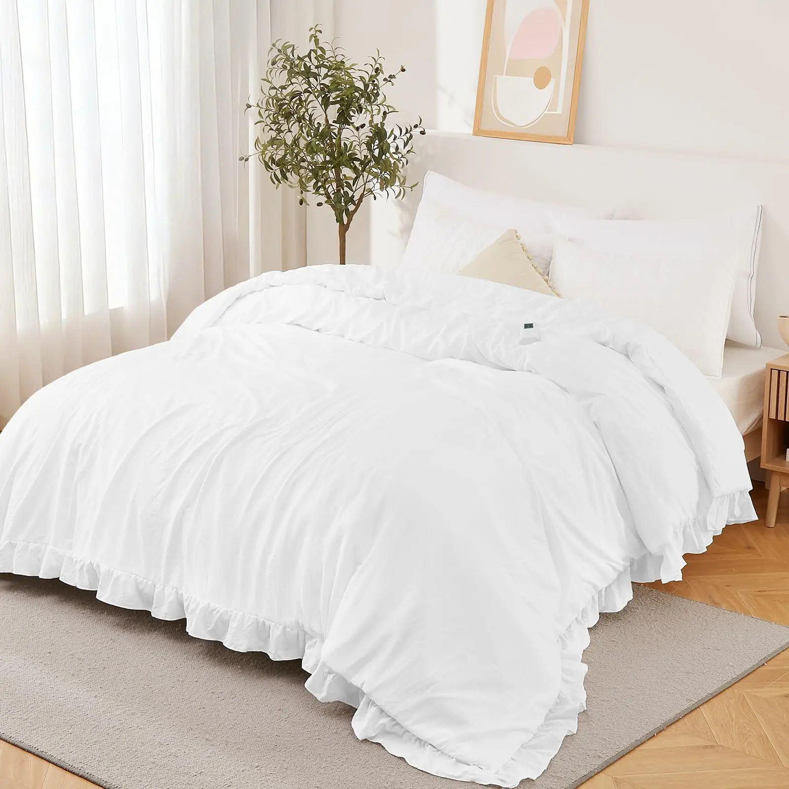 GAOMON Heated Comforter Blanket with Ruffle Design, Available in Queen and King Sizes, Electric Quilt for Enhanced Warmth and Comfort