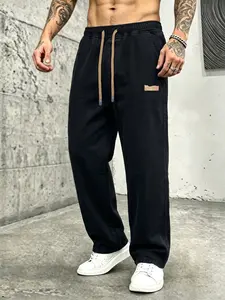 Men's Regular Fit Plain Jeans, Drawstring Waist Design, Casual Comfortable Daily Pants, Urban Minimalist Fashion Streetwear, Durable for Everyday Wear