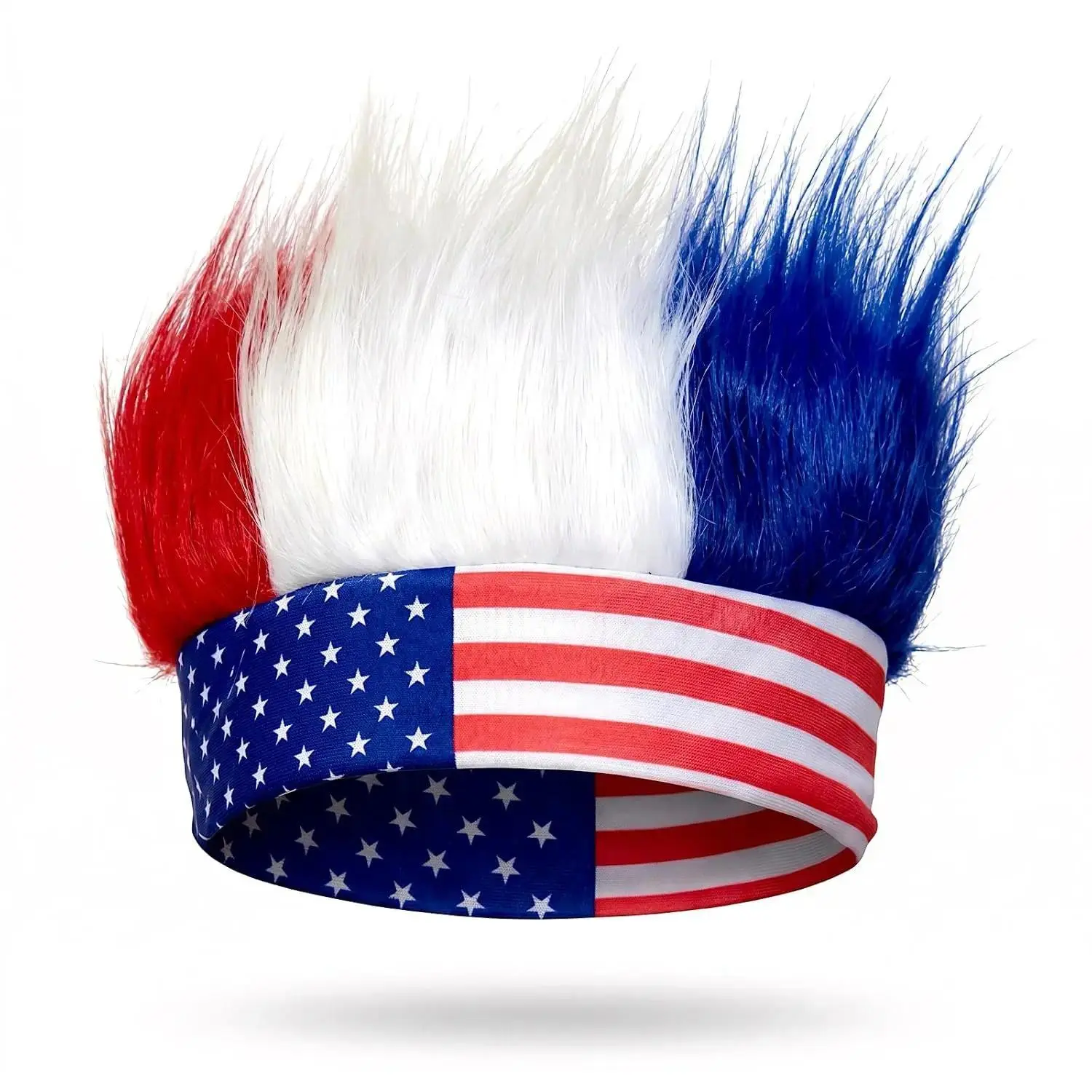 Fashion Unisex USA Patriotic Polyamide Headband - Red-White-Blue Flag Print, Lightweight Stretch, Long Wearing Comfort, Party Accessories for Festivals, 4th of July Parades, Game Day Costume