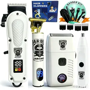 Largner 4-In-1 Professional Kit for Men, Hair Clipper, Trimmer, Razor, Nose Hair Trimmer, Ideal for Flat Head, Buzz Cut, Shaping, Beard, Nose Hair Cleaning