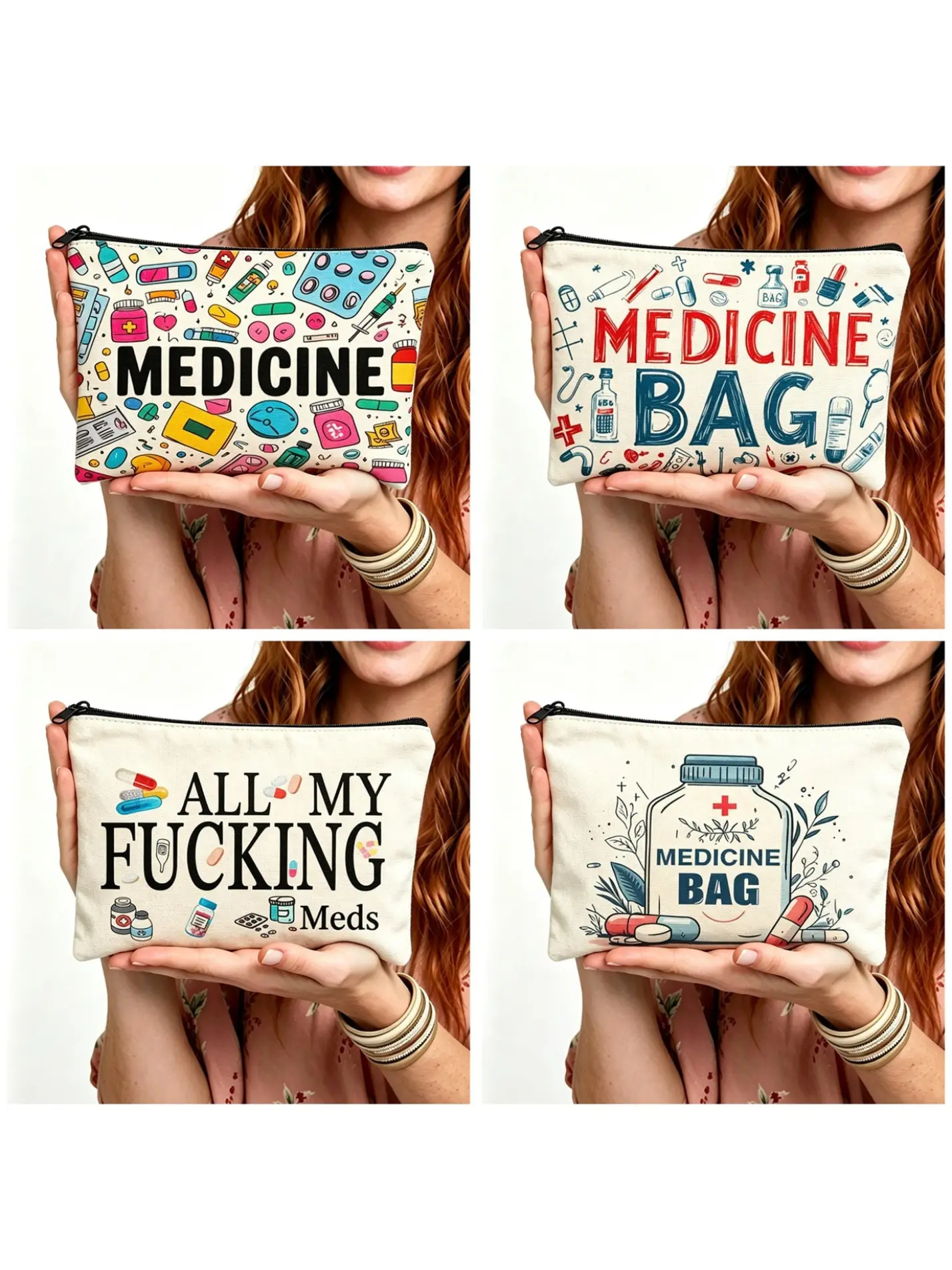 1pc Medicine-Themed Travel Medication Storage Bag, Sleek Single-Layer Zipper Portable Makeup Bag, Fun Design, Ideal Gift for Nurse & Doctor Gatherings，Great for pet outings and family travel medicine storage