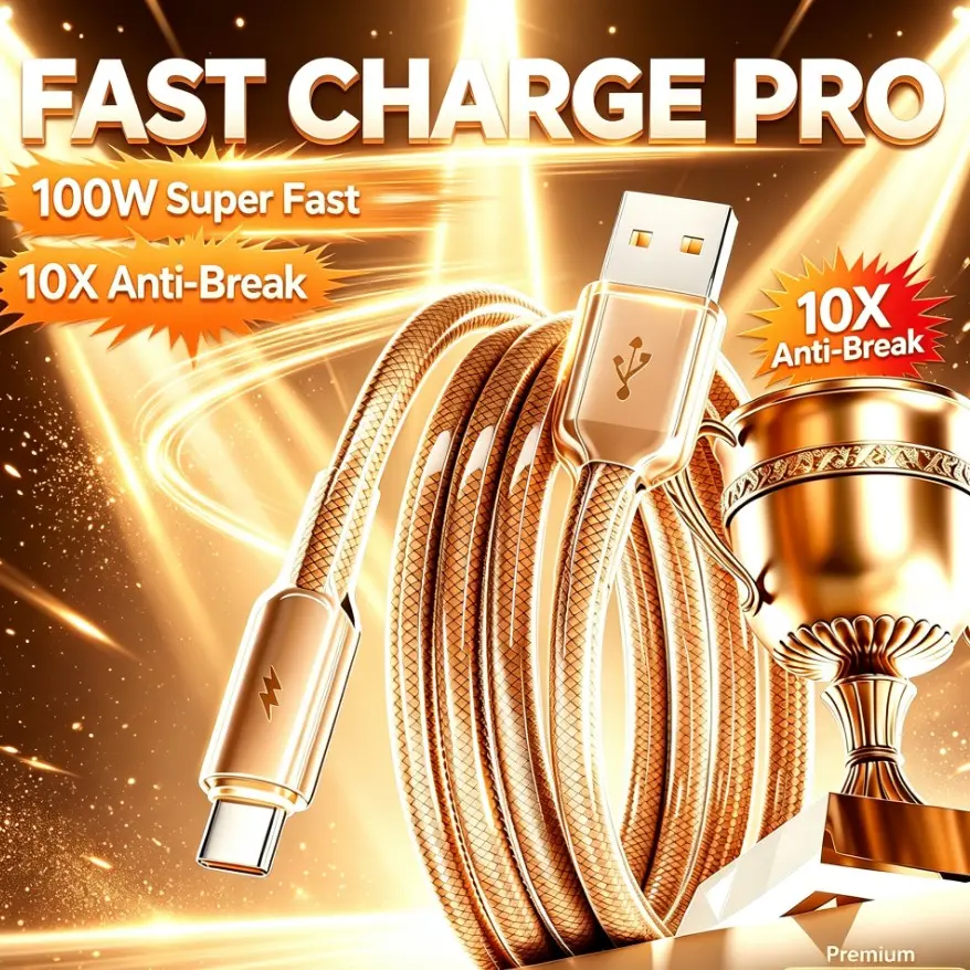 Quick Charge Flash Data Cable, Ice Transparent Cable, Compatible with Huawei, Honor, Xiaomi, Type-C Devices, Fast Charging USB Cable