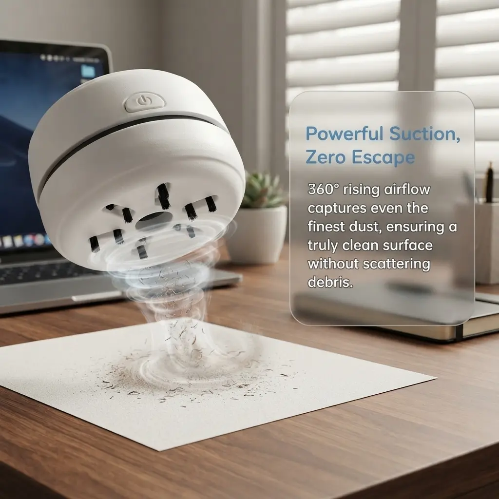 Wireless Mini Portable Handheld Vacuum Cleaner, Low‑Noise Silent Design with Powerful Strong Suction, Compact Household Desktop Vacuum, Perfect for Students to Clean Keyboard Dust, Pencil Shavings and Eraser Residue, Small Cordless Vacuum for Desk Daily T