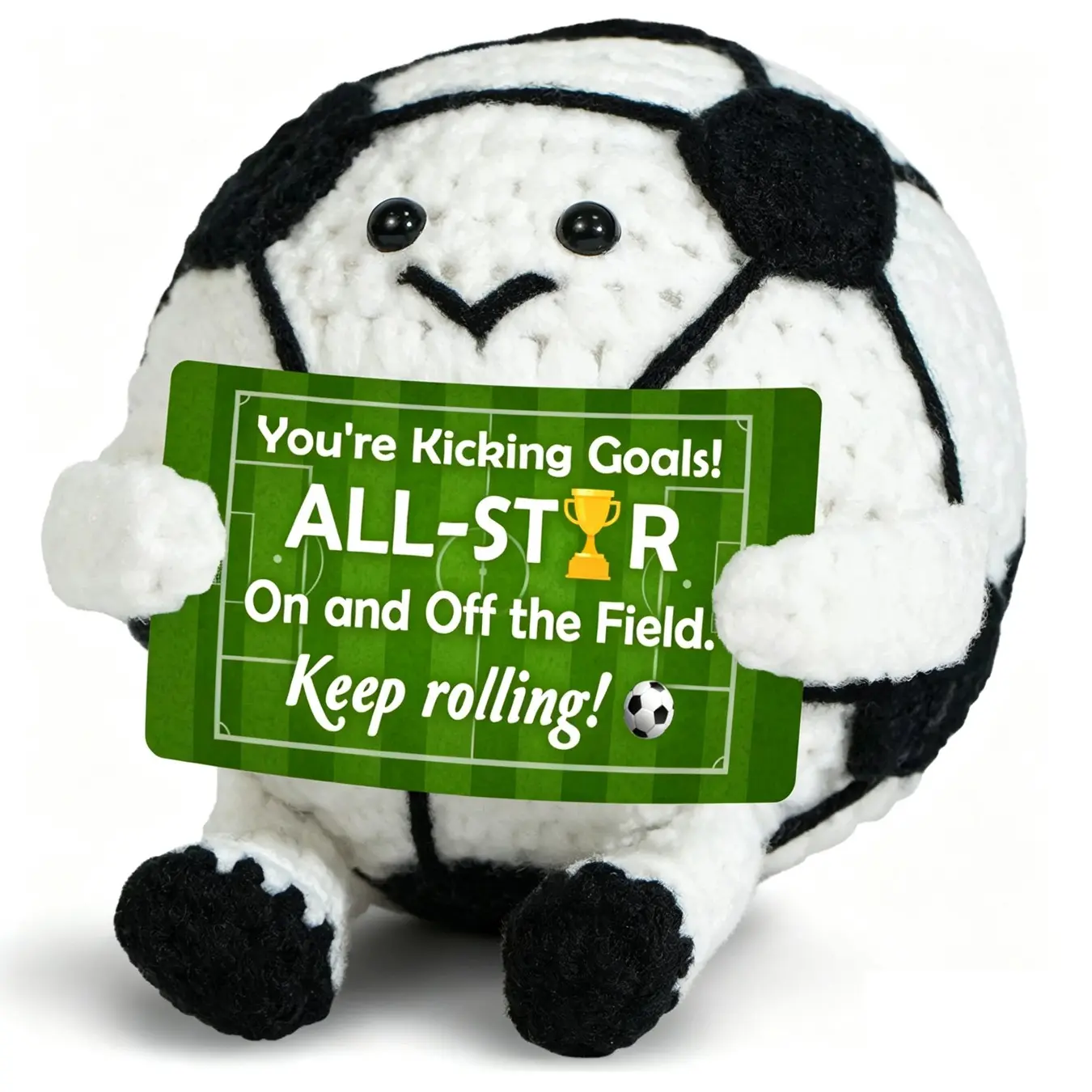 Funny Soccer Gifts for Boys Girls Men Women, Mini Soccer Ball Accessories Cool Stuff Things, Players Lovers Stuffed Plush Crochet Amigurumi Gift Presents Christmas Ornament Stocking Stuffers Birthday Party Decorations Decor Soft Stuffed