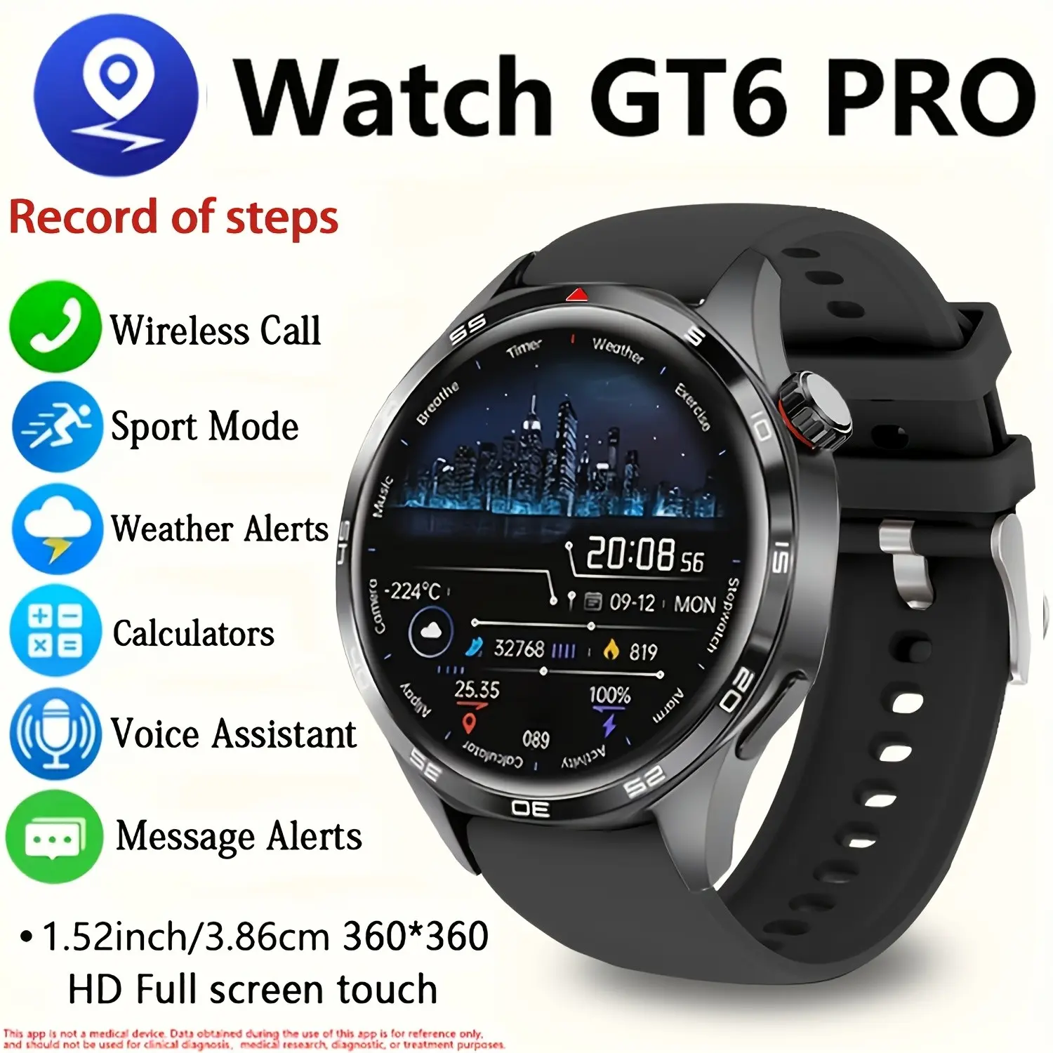 Smartwatch Metal Body Silicone Strap Multiple Watch Faces Wireless Communication Sms Reminder Sports Modes Magnetic USB Charging Touchscreen Smartwatch