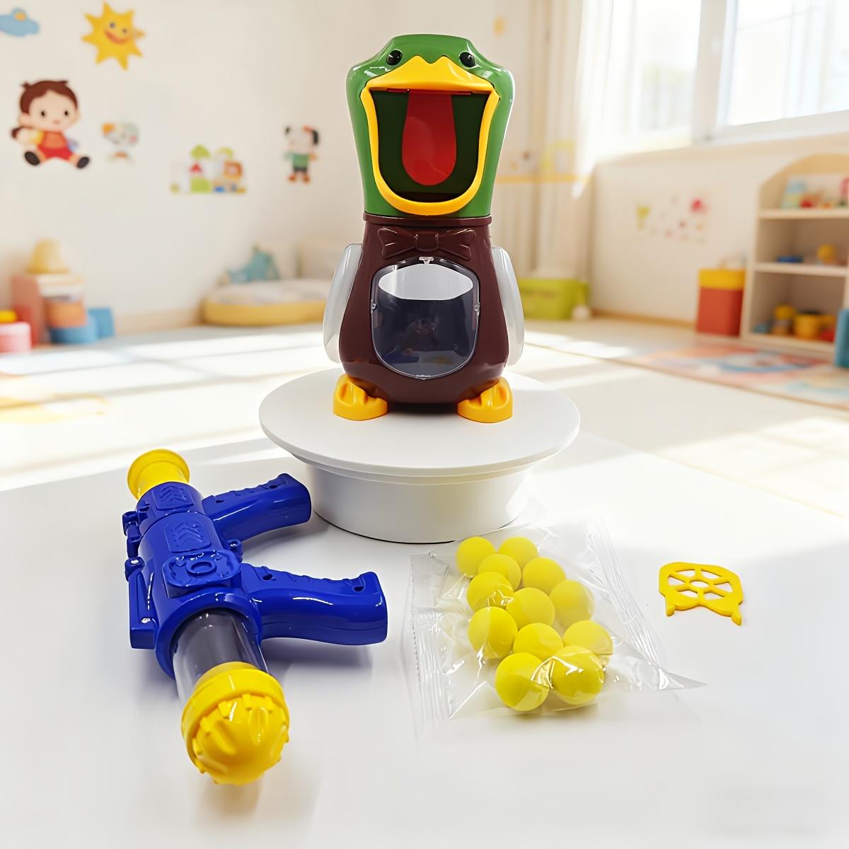 Hungry Duck Feeding Game Set (includes 12 sponge balls and air gun) -- Indoor and outdoor shooting toy, enhances parent-child interaction, party game, develops hand-eye coordination and motor skills, suitable for outdoor play (ideal gift)