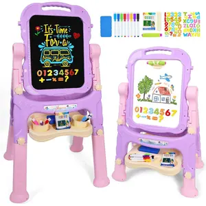 Art Easel for Kids Toddler Easel Stand for Painting Adjustable,Magnetic Double Sided Drawing Dry Erase Board Children Art Accessories for Kid Ages 4-8 Boys and Girls Gift Learning Toy