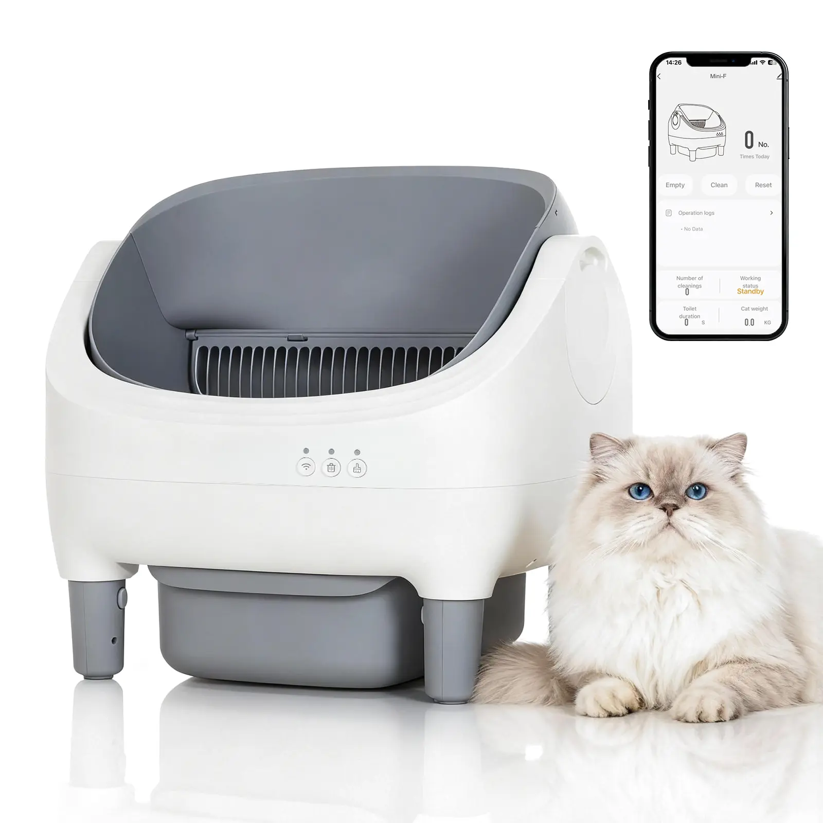 Automatic Smart Self-Cleaning Cat Litter Box - Open-Top, App & WiFi Control, Ultra-Quiet, 10.5L Sealed Waste Bin, 7-Layer Safety Sensors, Odor Control, For Multiple Large Cats, Automatic Litter Box