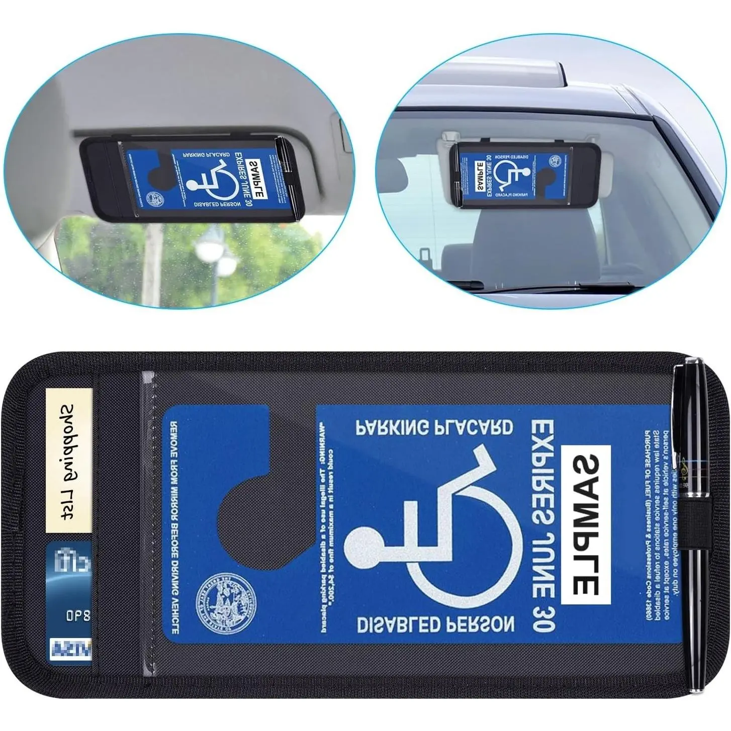 Handicap Parking Permit Holder for Car Sun Visor, Disabled Placard Sleeve, BlackGift