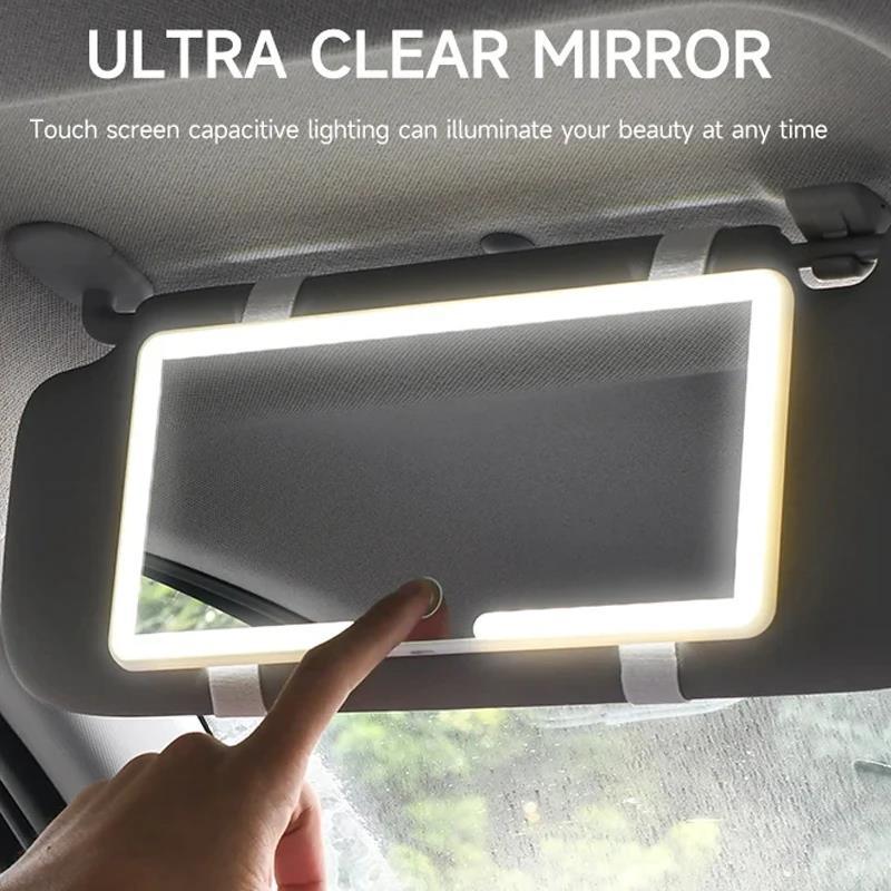 Car Sun Visor Makeup Mirror - LED Touch-Screen with Adjustable Brightness - Rechargeable HD Clarity Vanity Mirror for Car Interior - Car Essentials #TOP PICKS