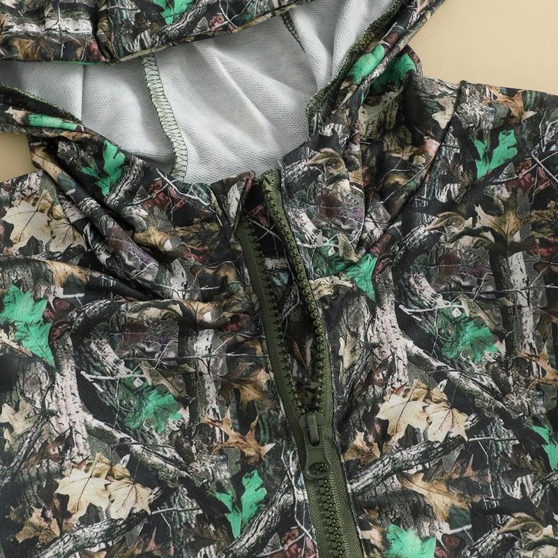 Infant Toddler Baby Girl Boy Camo Hoodie Outfit Half Zipper Long Sleeve Hooded Sweatshirt Casual Pullover Little Kids Hunting Clothes