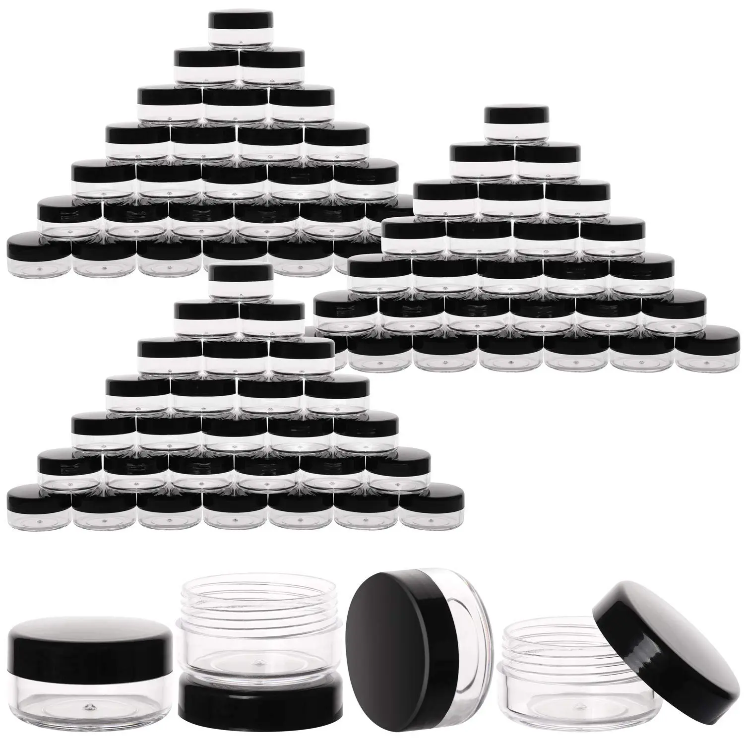 100 Count 10g Empty Leakproof Plastic Jars - Makeup Storage Containers for Lip Balm, Rinse Clean Home Organizer Storage Jars