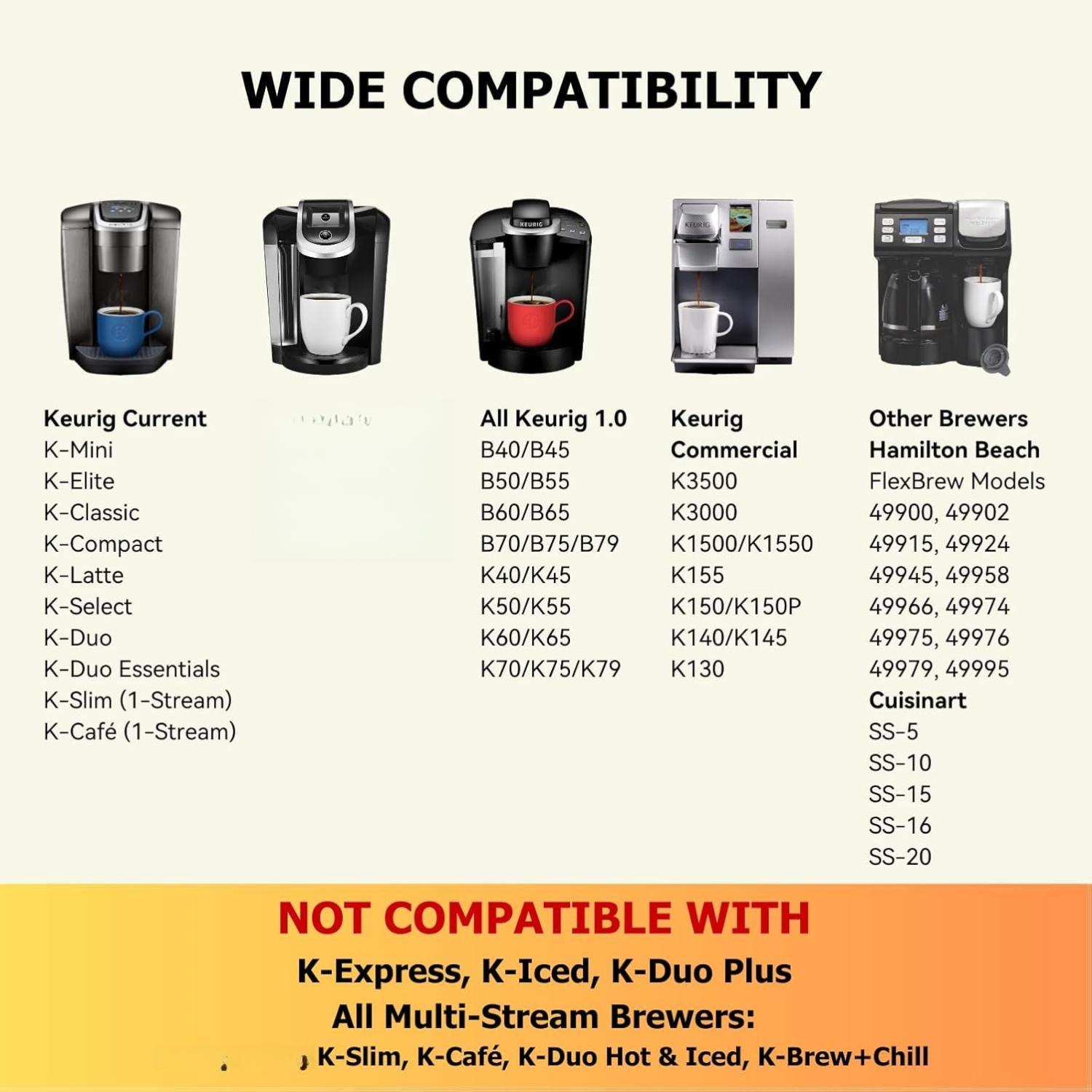 Reusable K Cups for Keurig K Elite, K Classic, K Compact, K Latte, K Select and All 2.0 & 1.0 Coffee Makers, 2 Pack K Cup Coffee Filters - Black Reusable K Cups for Keurig K Elite, K Classic, K Compact, K Latte, K Select and All 2.0 & 1.0 Coffee Makers, 2 Pack K Cup Coffee Filters - Black