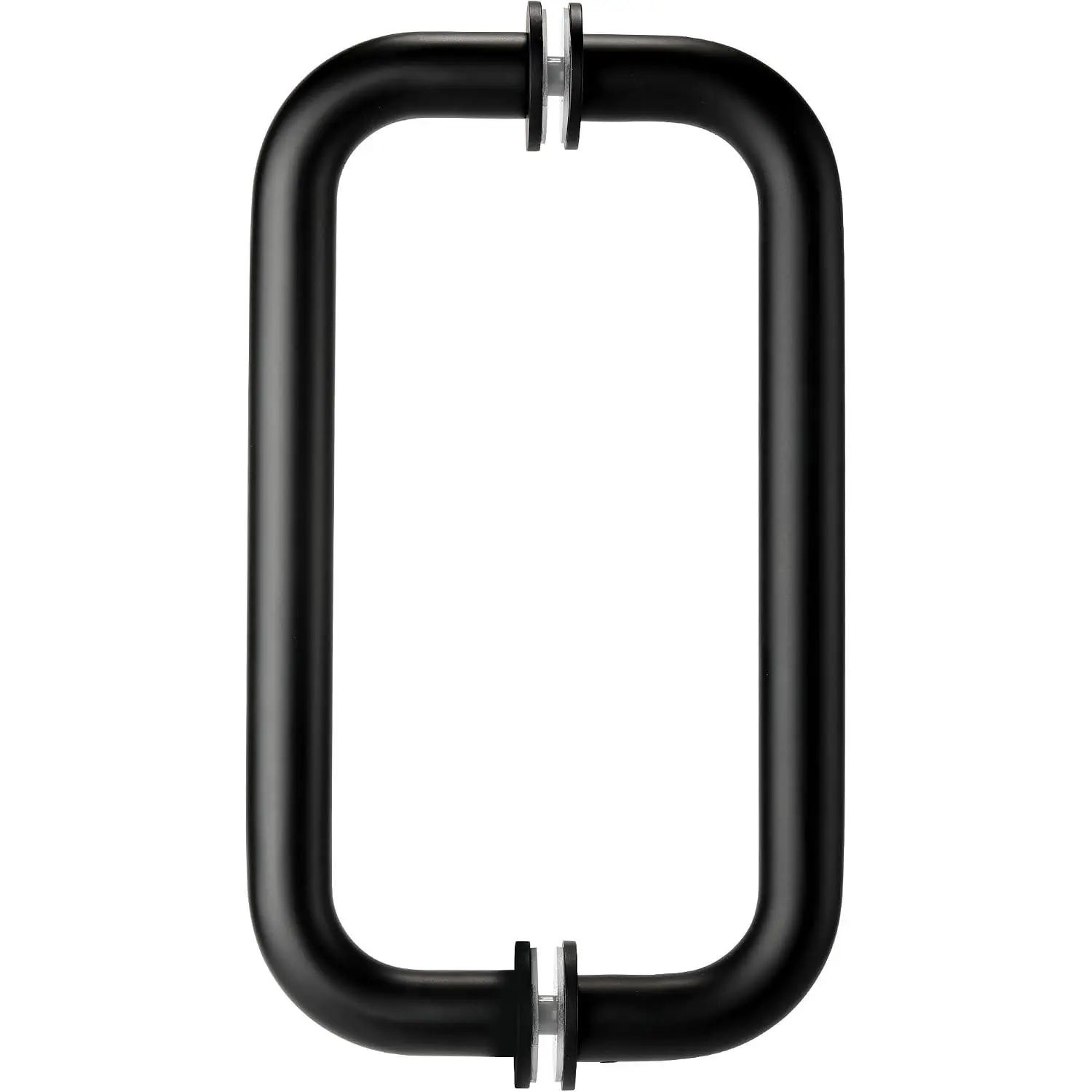 Modern 304 Stainless Steel Shower Door Handle, 8" Center to Center Round Tube, Matte Black, Hidden Screws, Compatible with 1/4"-1/2" Glass, Heavy Duty for Home Bathrooms