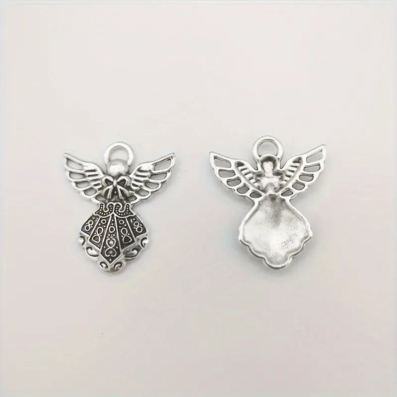 50/99pcs Exquisite Antique Silvery Wing Guardian Angel Pendant Beads, Suitable for Handmade Jewelry Making - Unique Wing Design, Suitable for Necklaces, Bracelets, And Craft Projects