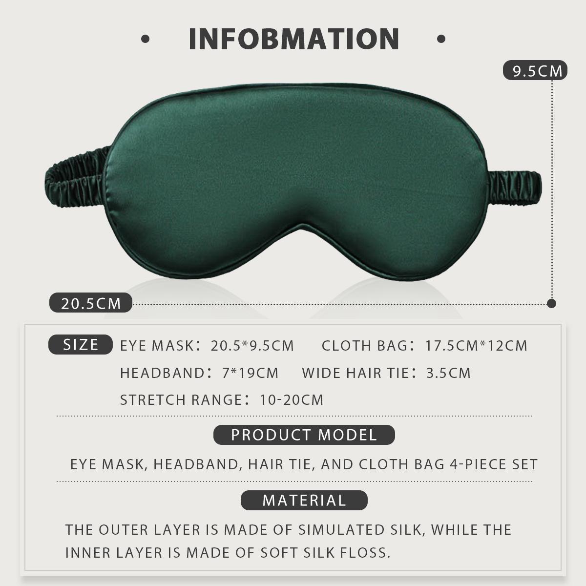 KatchMe Women's Silk 4PCS Solid Color Sleeping Set, Comfort Satin Eye Mask Headband Scrunchies with Storage Bag Portable 4 Pieces Set KatchMe Women's Silk 4PCS Solid Color Sleeping Set, Comfort Satin Eye Mask Headband Scrunchies with Storage Bag Portable 4 Pieces Set