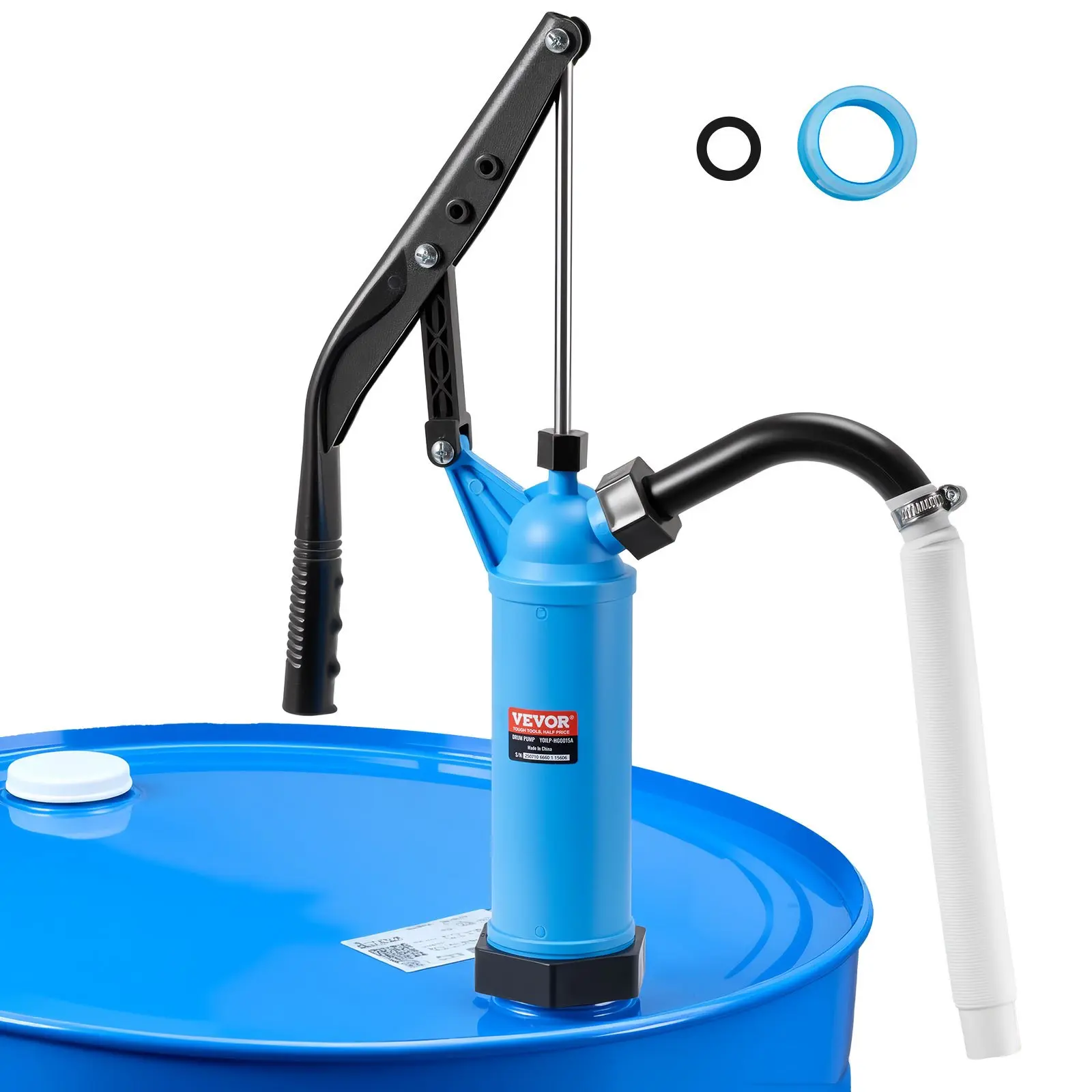 【DealsForYouDays】VEVOR Drum Pump, 9.5 oz. Per Stroke, Lever-Action Barrel Pump, Fits 5-55 Gallon Drums with 3-Section Suction Tube Assembly Hose, Hand Operated, Designed to Transfer Water, Alcohol, Corrosive Liquids