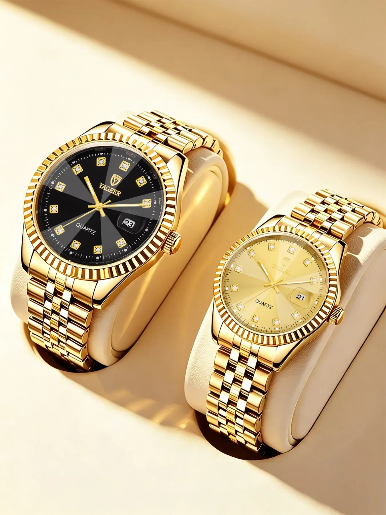 2 Piece Stainless Steel Men's Watch Set, Analog-Digital, Quartz Movement, Casual Style, Father's Day Gift, Daily Wear, Quartz Wristwatch