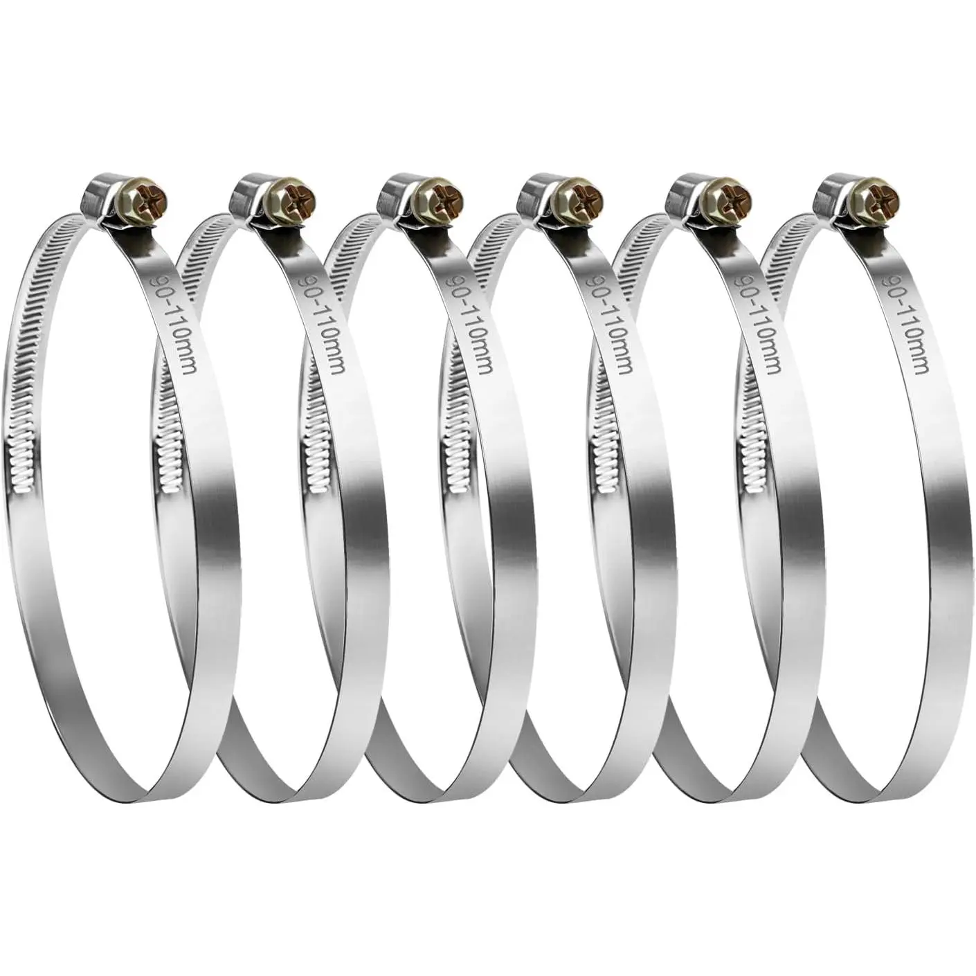 Hose Clamps,6 Pack 4 Inch Stainless Steel dryer vent clamp,Adjustable 3.5″ to 4.3″ Worm Gear Hose Clamps for Dust Collection, Dust Collector,Air Ducting,and Dryer Vent Hose