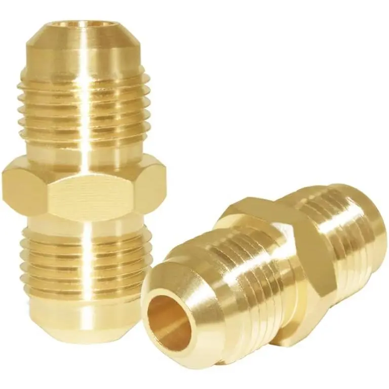 Brass Flare Tube Fitting Coupling Gas Adapter 3/8" Male x 3/8" Male Pipe Connector (Pack of 2)