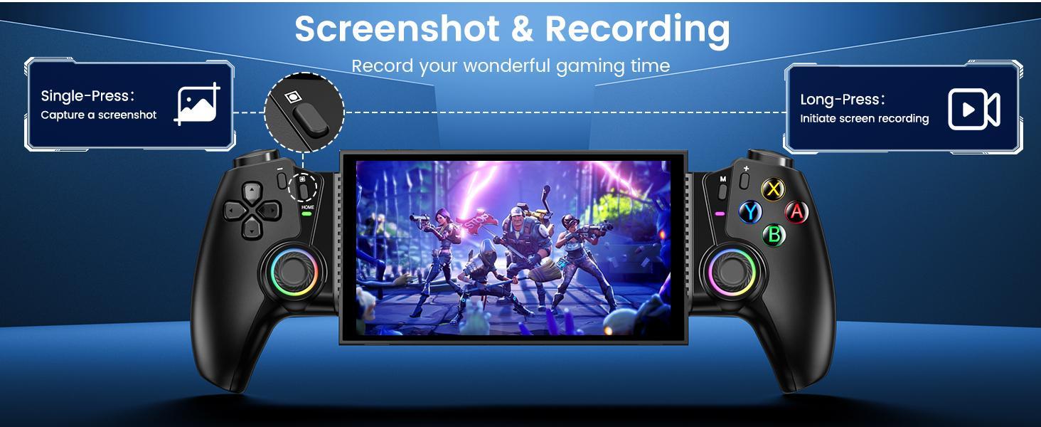 BEBONCOOL Switch/Switch2 Controller Compatible With Nintendo Switch 2/1/OLED With Hall Joystick LED, Wireless One-Piece Handheld Mobile Phone Controller for iPhone Android Support Xbox Cloud, Steam Link, GeForce Now