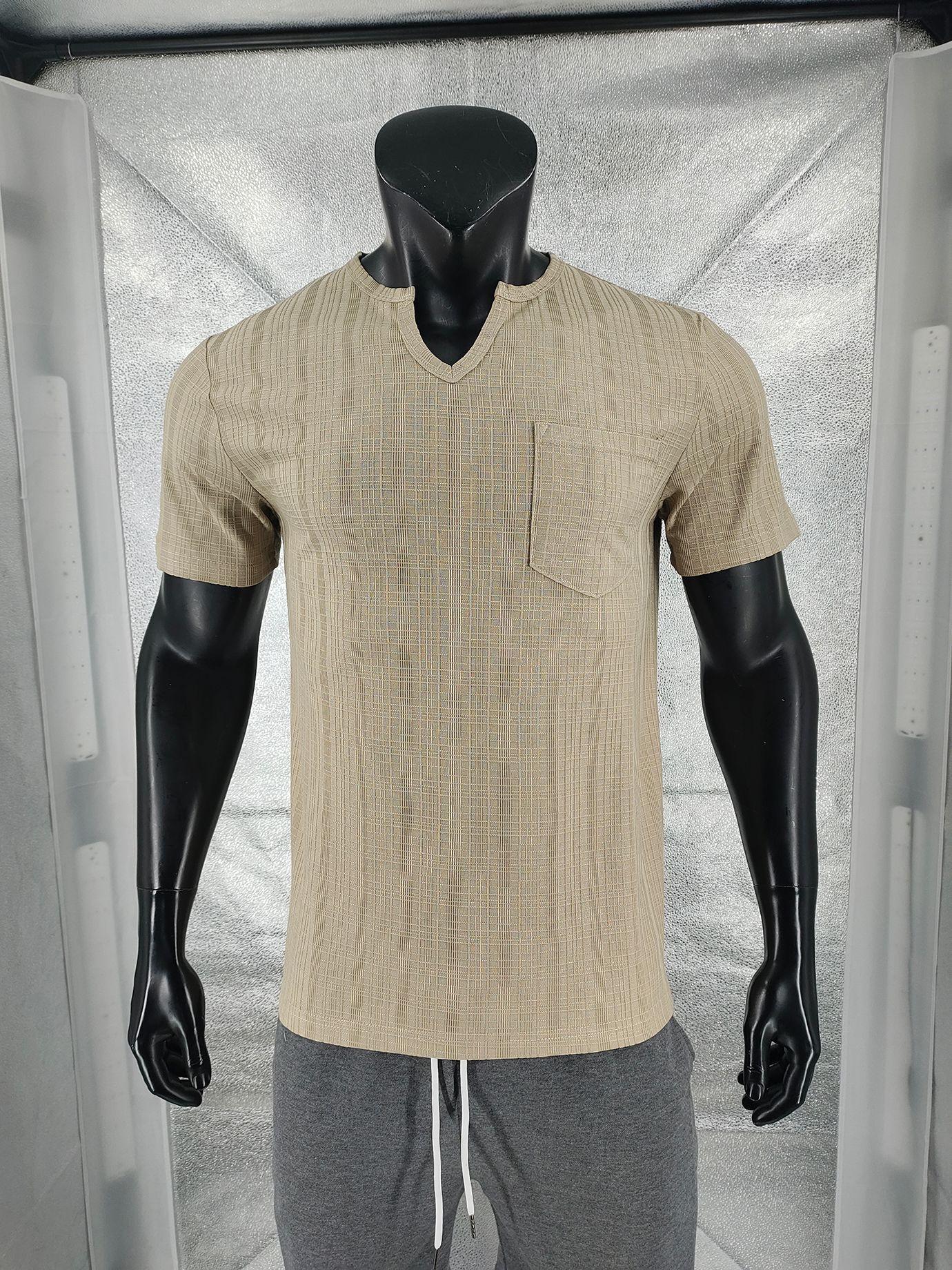 Summer Men's Imitation Hemp Bamboo Joint Loose Breathable Casual V-neck Quick-drying Short-sleeved T-shirt