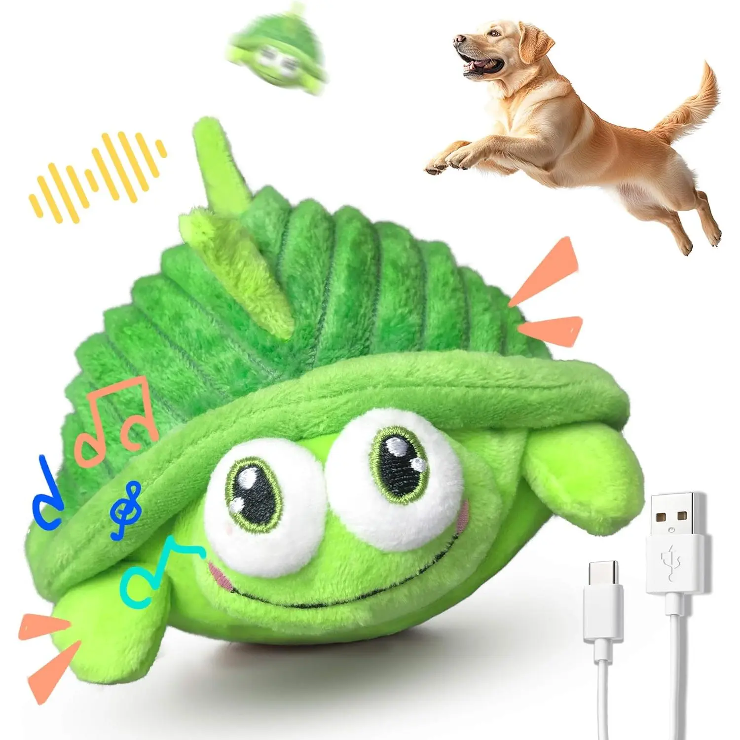 Interactive Moving  Toys – Plush   with Bouncing Ball,  & Recording | Rechargeable Self-Play Toys for Small, Medium & Large Dogs to Keep Them Engaged (Turtle)
