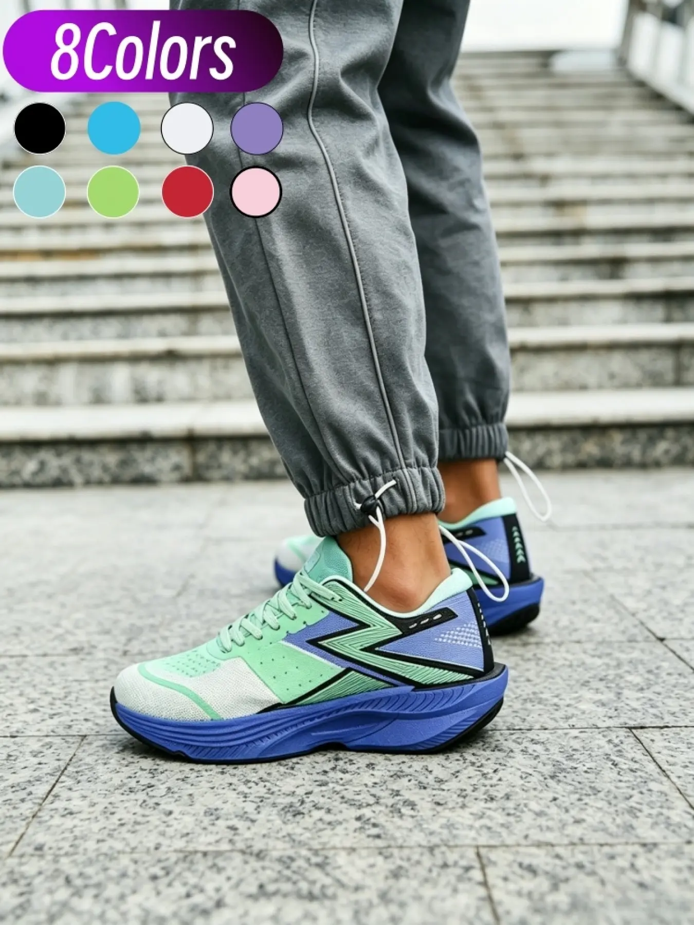 Unisex Multi-color Flyknit Casual Footwear, Lightweight Upper Ease Foot Pressure, Soft Popcorn Cushion Outsole, Grippy Rubber Base Suitable For Work Commute Short Outdoor Jog