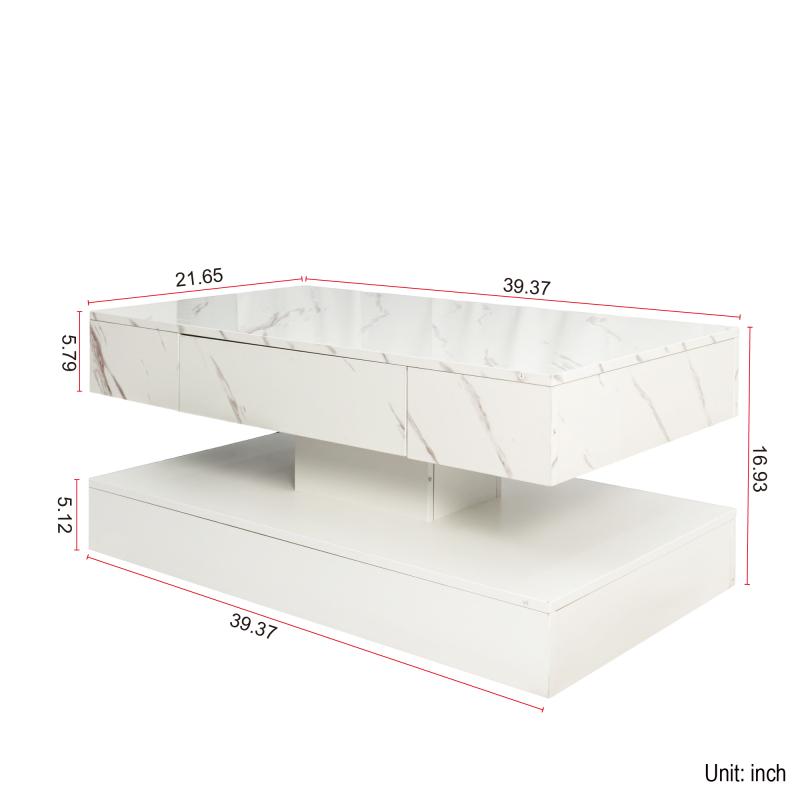 16.93IN High LED Coffee Table,Modern Coffee Table for Living Room,Living Room Tables,Large Living Room Furniture,LED Lights  Storage Lounge Drawer Design desk gaming desk coffee table entryway table shaped desk shaped desk