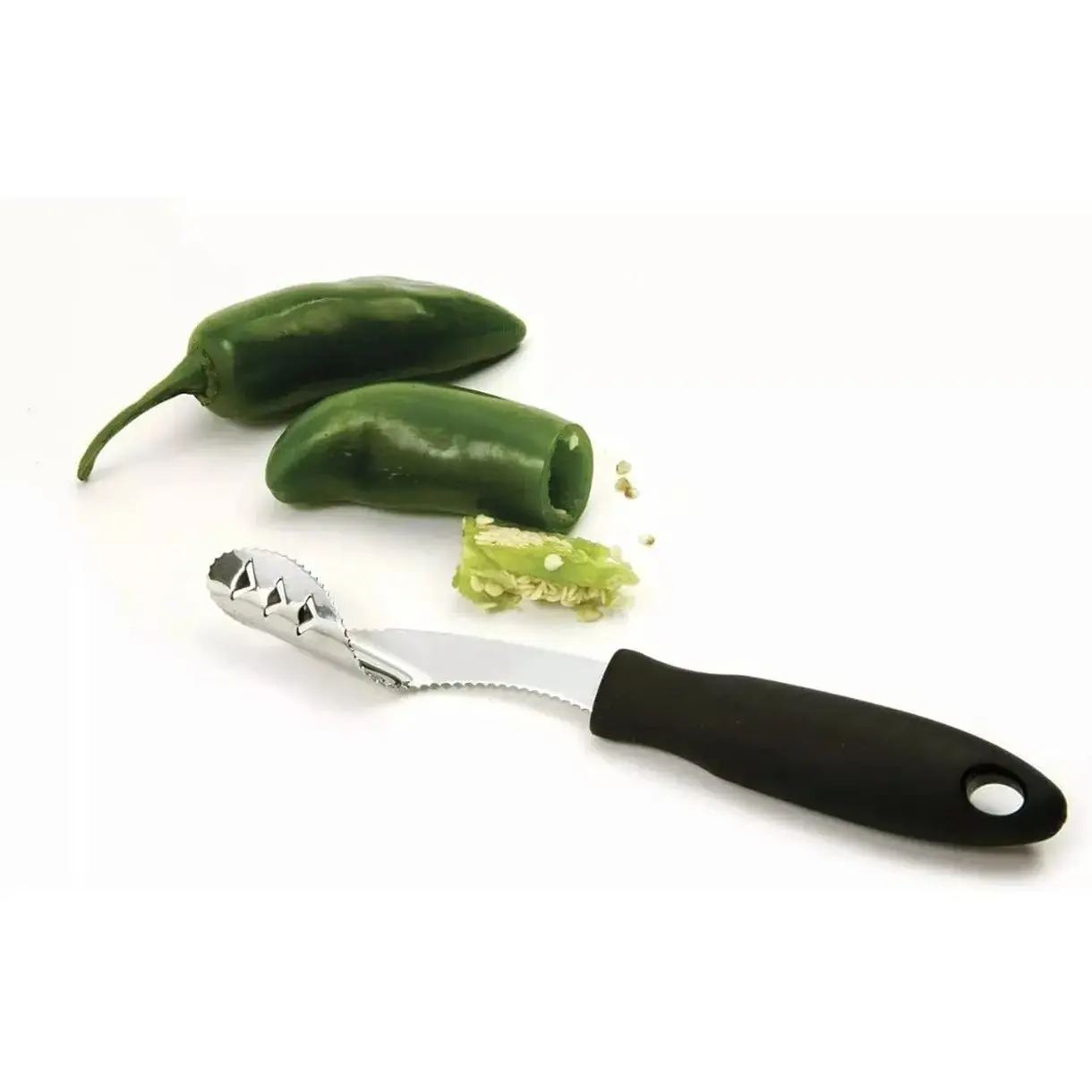 [New deal]  Stainless Steel JALAPENO Pepper Corer - Chili Corer Remover, Pepper Cutter, Slicer, Tomato, Fruit Kitchen Tool Hanging, Kitchen Gadget, Utensils