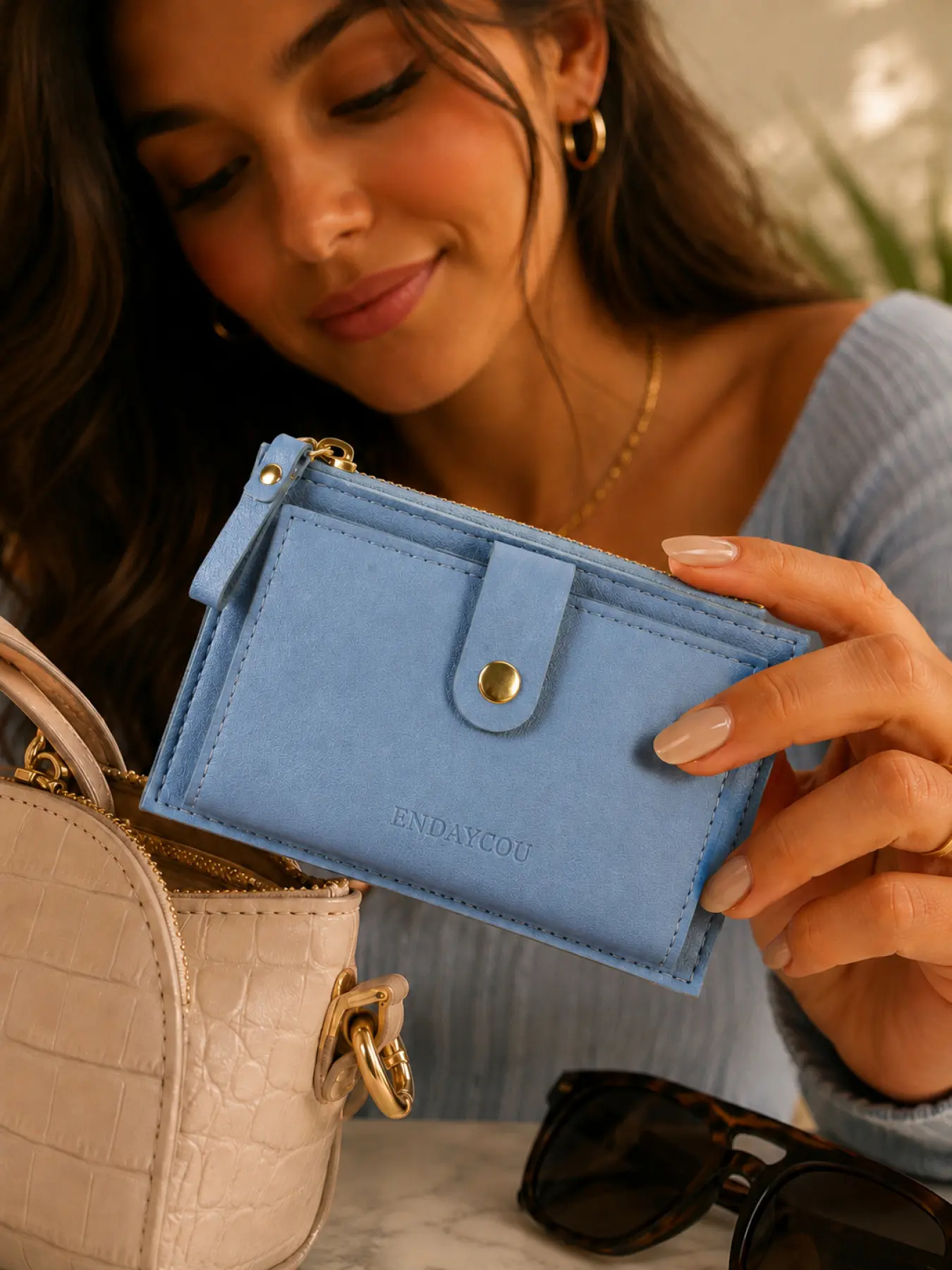 Elegant Fashion Wallet, Fashion Women's Card Holder Wallet Compact Zipper Coin Purse Multi Functional Short Wallet PU Leather Minimalist Money Wallet Purse for Women Girls, Clutch Wallet Travel Wallets Travel Accessories Gift