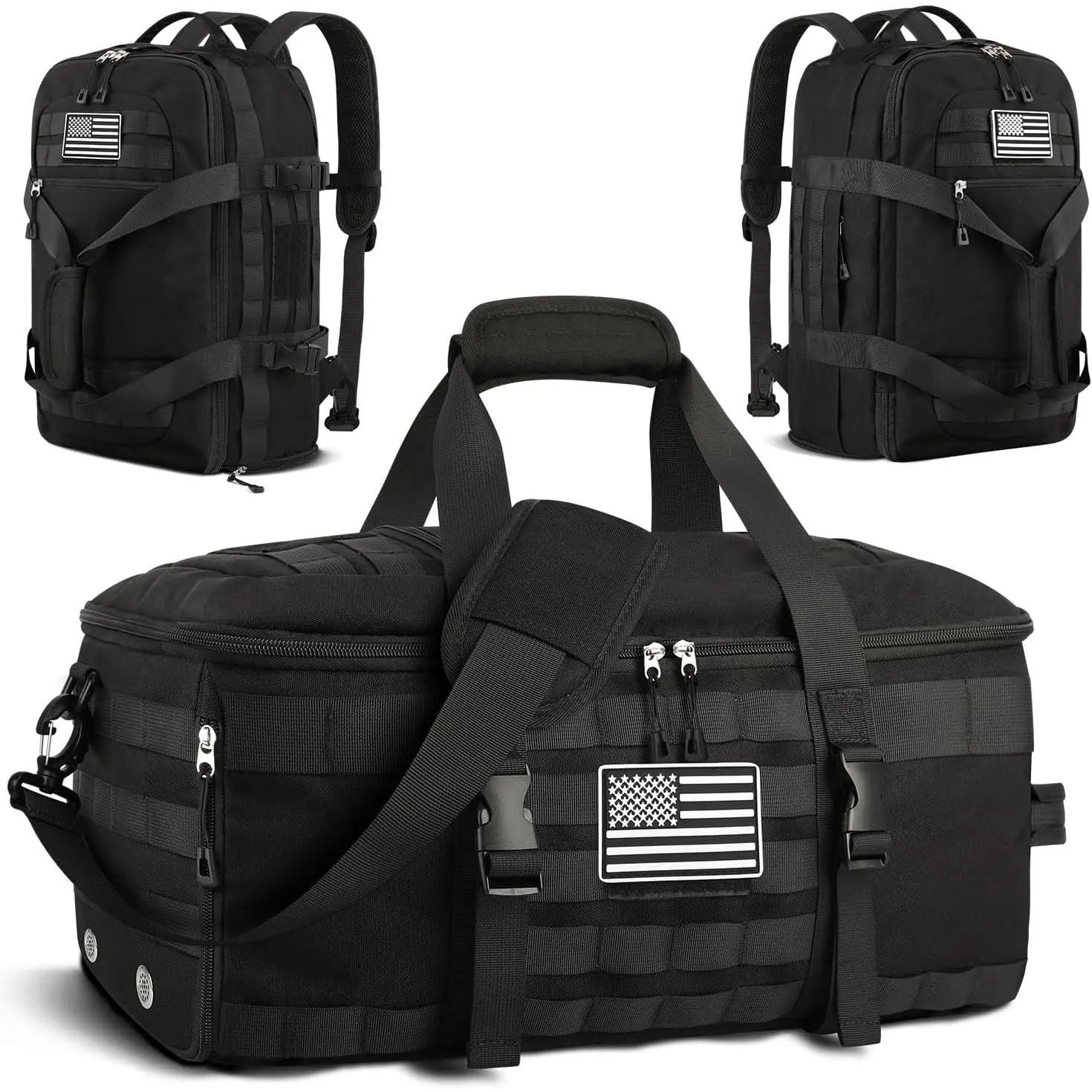 Gym Bags for Men Women, Carry On Luggage 22x14x9 Airline Approved, Tactical Duffle Bag with Shoe Compartment, 3 in 1 Carry on Travel Backpack with Wet Pocket, Weekender Overnight Bag, BlackGift.