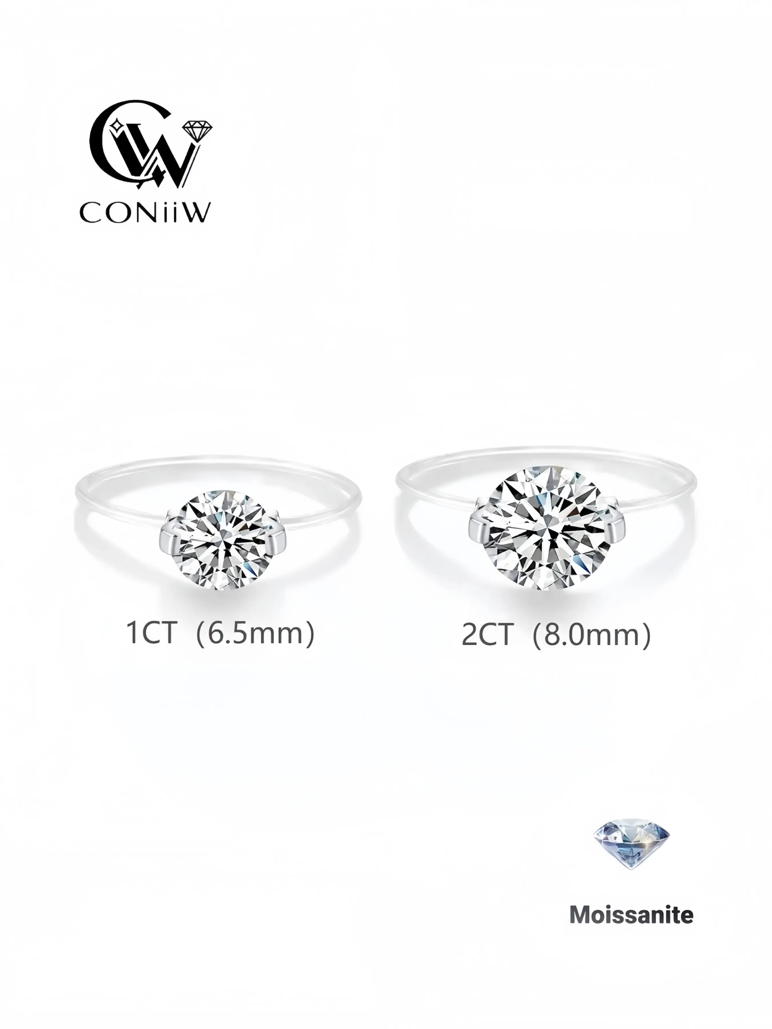 1-2 Carat Moissanite Engagement Ring, Round Brilliant Cut, D Color Vvs1 Clarity, 925 Sterling Silver Gold Plated, Invisible Setting, Proposal Ring, Beautiful Rings
