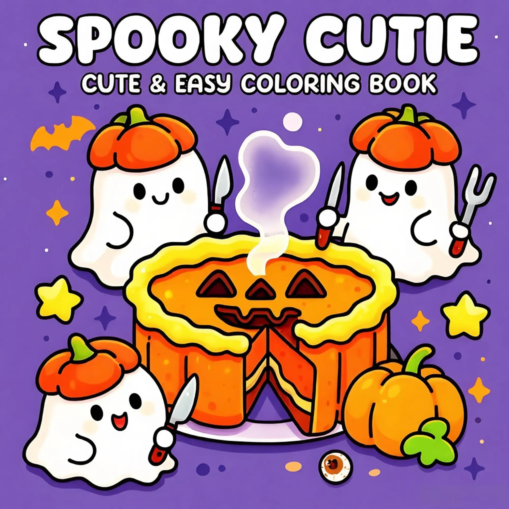 Spooky Cutie Cute & Easy Coloring Book, Kawaii Creepy Cute Gothic Ghost Pumpkin Halloween Coloring Pages, Large Bold Line Pastel Goth Activity Book For Adults Teens Kids, Viral TikTok Trend ASMR Stress Relief Art Therapy Relaxing Fall Halloween Hobby Gift