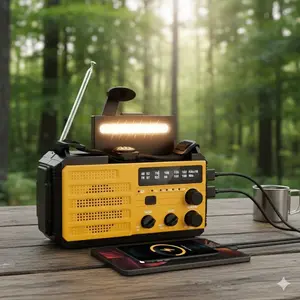 Multifunctional Solar & Hand Crank Emergency Radio with AM/FM/NOAA Weather Bands, Powerful Flashlight, SOS Alarm. Features USB-C & Dual USB Output, Large Battery, Headphone Jack. Perfect for Outdoor Hiking, Camping, Survival, and Emergency Preparedness.