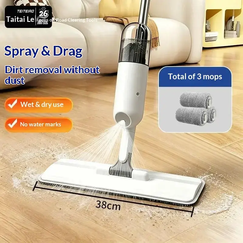 2026 New Portable Flat Mop - Home Use Water-Spraying Floor Cleaning Tool with Mini Size, Self-Squeeze, 1-Pass Cleaning, Hand-Wash-Free Design, Microfiber Head, Sudsy Scrubbing, Gap & Toe Kick Cleaning Capabilities Stainless Steel cloro xtub magic spin mop