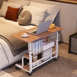 Garvee Ergonomic Adjustable Height Rolling Laptop Desk – Mobile Overbed Computer Table with Storage Shelves, Compact Space-Saving Workstation for Home Office, Bed, Sofa, or Small Spaces