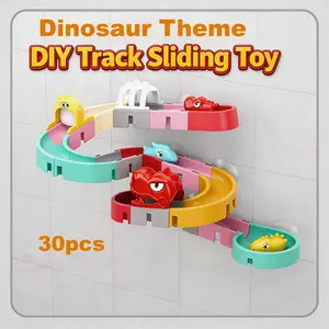 DIY Suction Track Slide Toy for Babies, Unisex Novelty Bath Time Fun, Stress Relief Water Play, City & Dinosaur Options Available