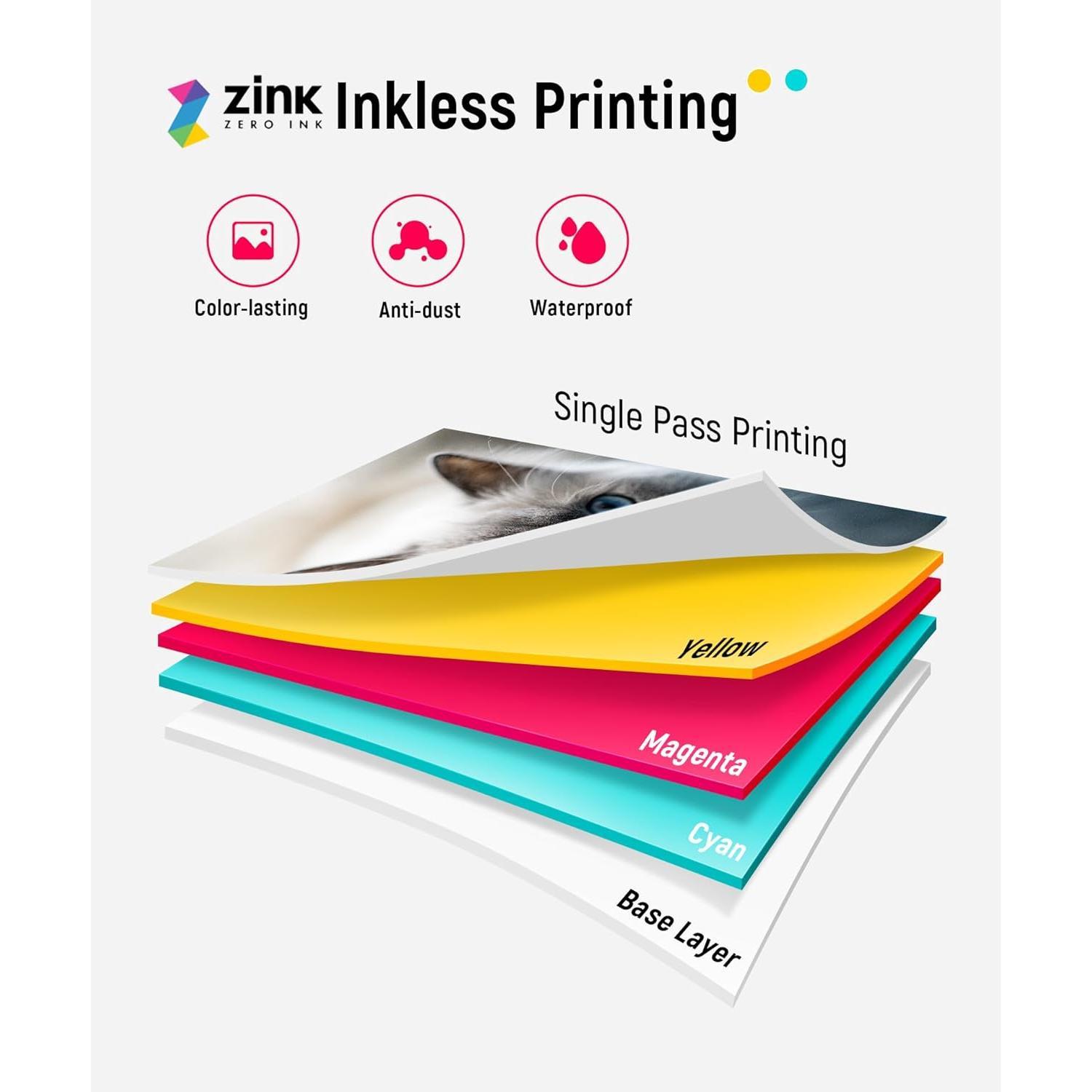 Photo Printer, 2x3" Mini Portable Instant Photo Printer Bundle w/ 50 Zink Adhesive Paper, 5.0, Compatible w/iOS & Android, Small Color Mono Picture Printer for , Smartphone Green Photo Printer, 2x3" Mini Portable Instant Photo Printer Bundle w/ 50 Zink Adhesive Paper, 5.0, Compatible w/iOS & Android, Small Color Mono Picture Printer for , Smartphone Green