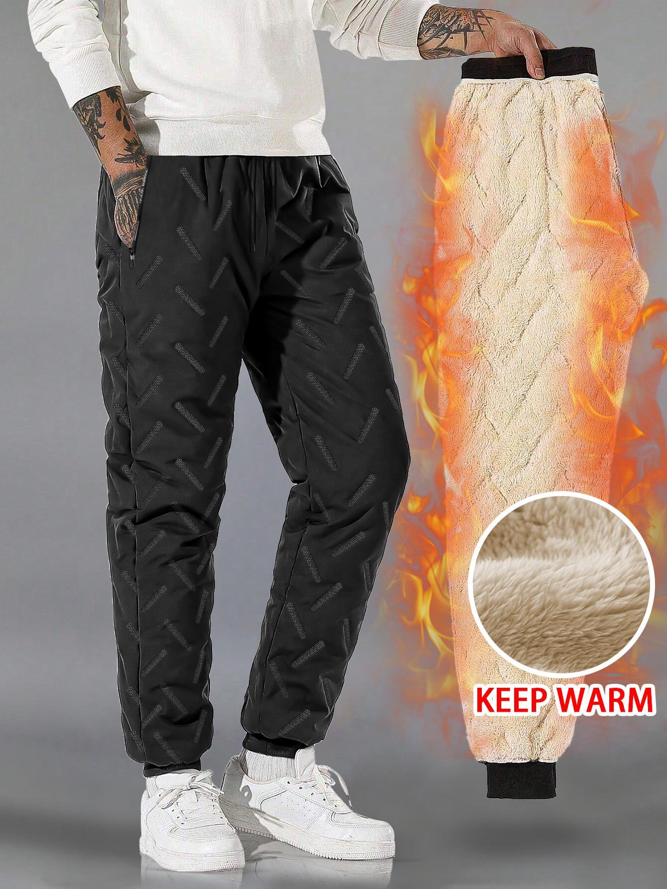 Men's 2-pack Winter Thick Lamb Fleece Warm Cotton Pants Loose ankle binding windproof and cold proof casual sports sweatpants Oversized and plush thick outdoor commuting warm pants