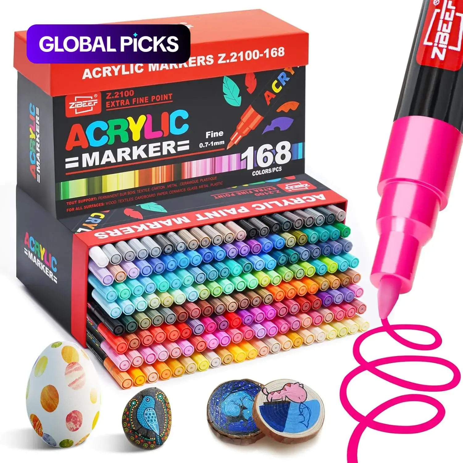 Acrylic Paint Marker Set, 16pcs/set Fine Tip Acrylic Paint Pen, Art Marker, Waterproof & High Saturation Paint Marker for Wood, metallic, Plastic, Canvas, Fabric, Glass, Ceramic, Acrylic Drawing Markers, Acrylic Painting Pen #GLOBAL PICKS