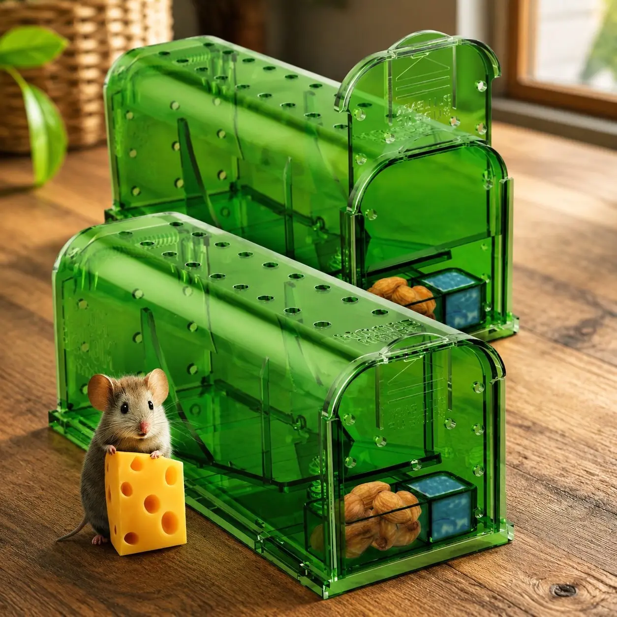Humane Mouse Traps No Kill Live Catch and Release 2 Pack - Reusable, Easy to Use & Clean, No Touch Release, Sensitive Includes Cleaning Brush, Instruction Manual & Video - Mousetrap IndoorGift